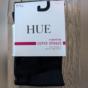 HUE Control Top Tights Black Super Opaque Size 1 NWT